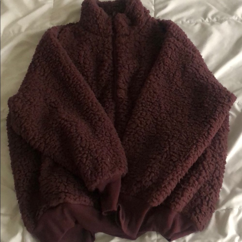 Maroon teddy zip jacket from express, never used